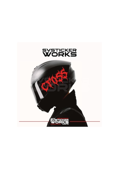 Cross Yazılı Kask Sticker Tüm Kasklar Uyumlu Tek Yön 1 Adet Kırmızı