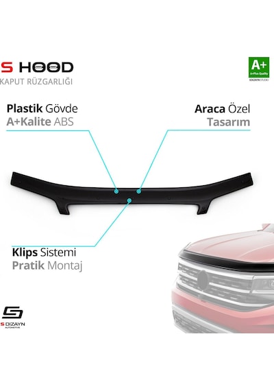 S-dizayn Hyundai Starex Abs Plastik Kaput Rüzgarlığı 2003-2008 A+kalite