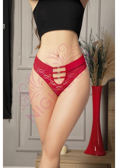Terrien Premium Romantik Farklı Özgün Delux Şık Aksesuarlı Fantazi Külot Kırmızı