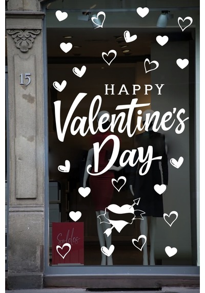 Happy Valentine's Day Sevgililer Günü Sticker Kalp, Love, I Love You Cam, Duvar Sticker Etiket Seti-1 Renkli