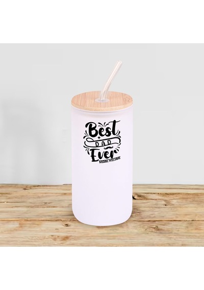 Bk Gift İsimli Dad Tasarımlı Beyaz Renk Pipetli Buzlu Cam Bardak 600ml - 5, Babaya Hediye, Doğum Günü Hediyesi Kobitmeyen137866 Bk Gift