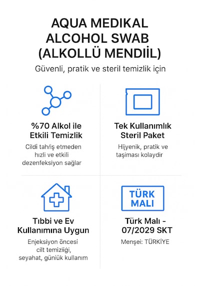 Alkollü Mendil Swab %70 Ethyl Alcohol Içerikli 100'lü Kutu