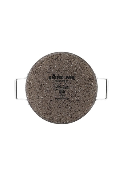 Brioni Stone Age Çizilmez Yanmaz Yapışmaz Terra 32 Cm Basık Tencere Kahverengi