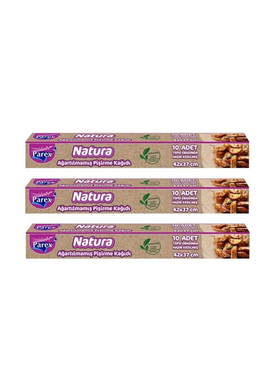 Natura 3 Adet Ağartılmamış Organik Hazır Kesilmiş Pişirme Kağıdı 10'lu Diğer