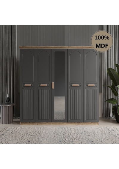 Pera 5 Kapak Mdf Gardırop Antrasit
