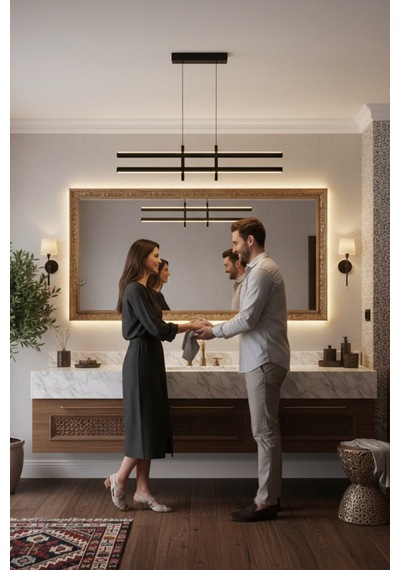 Halo Bronz Lineer Led Sarkıt Avize Kumandalı Dim Edilebilir Yukarı & Aşağı Işık Beyaz Işık