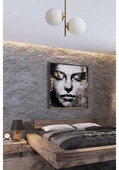 Rudi Modern Plofonyer Gold Kasa Beyaz Camlı Ikili Avize