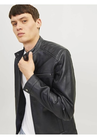 Jack & Jones Jack&jones 12261196 Jjedylan Pu Bıker Jacket Black Erkek Ceket Siyah