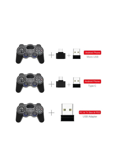 Lobo 2.4g Wireless 2 Adet Gamepad Kablosuz Oyun Kolu Pc Ps3 Kol Tv Box Android Tv Telefon/tablet 2x
