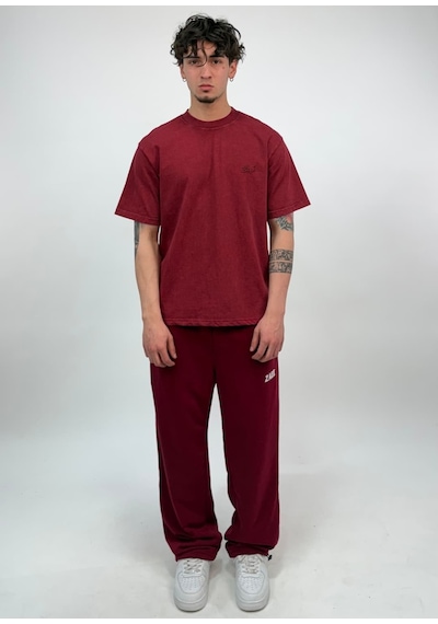 Zaee Nakışlı Oversize Tişört Bordo