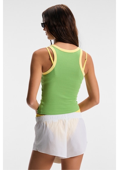 Ethıquet Selmıra Kadın Nakışlı Halter Yaka Slim Fit Kolsuz Yeşil Atlet