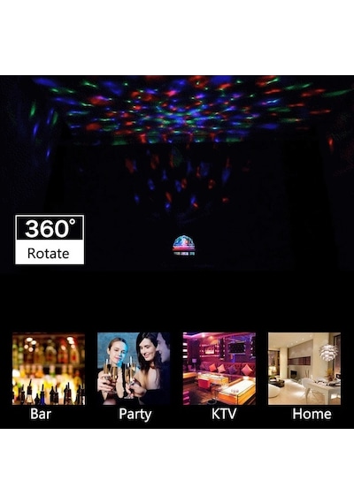 Hareketli 360 Derece Dönen Led Disko Ampul Çok Renkli