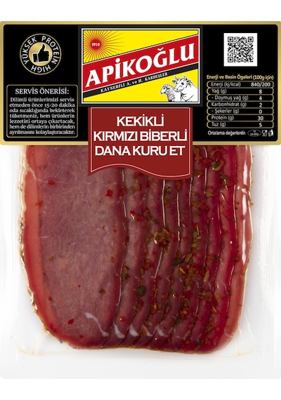 Yüksek Proteinli Kekikli Ve Kırmızı Biberli Dana Kuru Et 70 Gr. Beşli Paket Toplam 350 Gr.