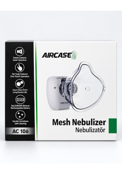 Aırcase Ac 106 Mesh Nebulizatör Taşınabilir Şarjlı Sessiz Çalışan Buhar Makinesi Tek Tuşla Kullanım