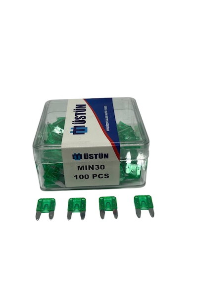 Mini Bıçak Sigorta 30 Amper 100 Adet Mini Boy Oto Sigorta 30a