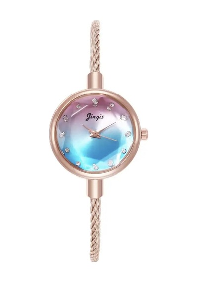 Çok Renkli Luna Vintage Retro Metal Ince Bileklik Kol Saati