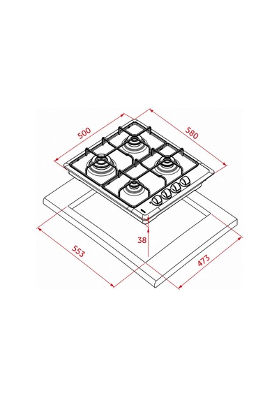 Hlx 640 60cm Metal Gazlı Ocak 112620020 Inox