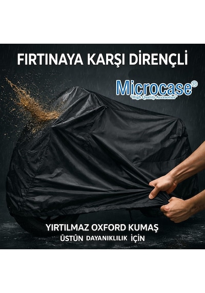 Microcase Universal Su Geçirmez Motosiklet Scooter Brandası Örtüsü Lastikli Taşıma Çantalı 185x70x100 Cm Al5493 Diğer