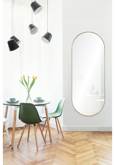Model Alfa Dekoratif Ayna Boy Aynası Mdf 180cm X 62 Cm Elips Ayna Gold
