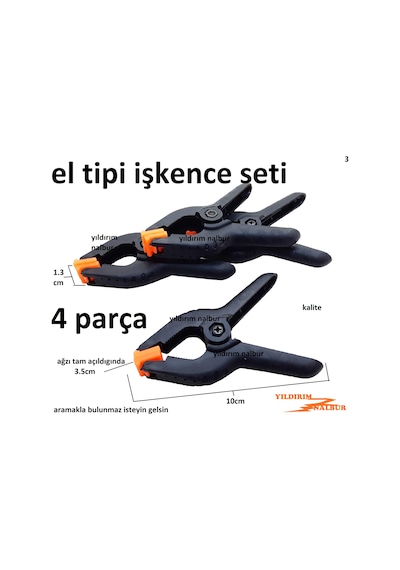 El Tipi İşkence Küçük Boy 4 Parça Plastik Hobi İşkence Mengene Mo