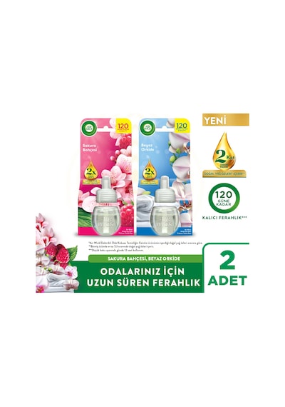 Elektrikli Oda Kokusu Yedek Şişe Sakura Bahçesi + Beyaz Orkide 2x19 Ml Karışık