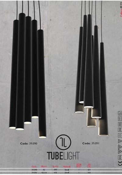 Tubelight Led Sarkıt Lamba Konik Siyah