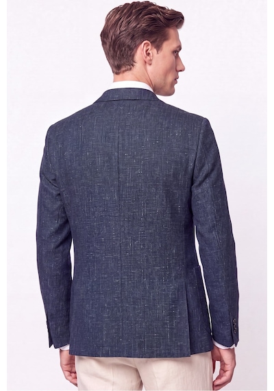 Comfort Fit Torba Cep Esnek Pamuklu Lacivert Blazer Ceket C 740