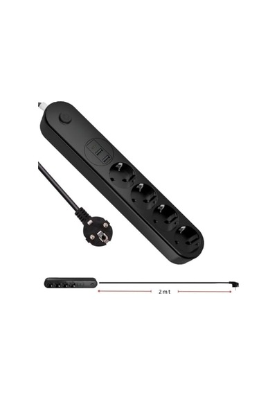 Infomax Termal Akım Korumalı Grup Priz Showmax Sh-4625 , 4 Priz, 2 Usb A Ve 1 Type-c Çıkışlı 3.1a , 2 Metre Kab