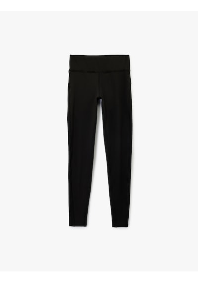 Koton Yüksek Bel Slim Fit Dikiş Detaylı Spor Tayt Siyah 6wak40252nk Siyah