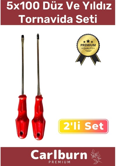 Premium Dayanıklı Hafif Taşınabilir Sağlam Ergonomik Vidalama Düz Yıldız 2'li Tornavida Seti 5x100