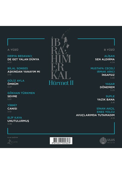 Çeşitli Sanatçılar İbrahim Erkal Hürmet 2 Turkuaz Plak