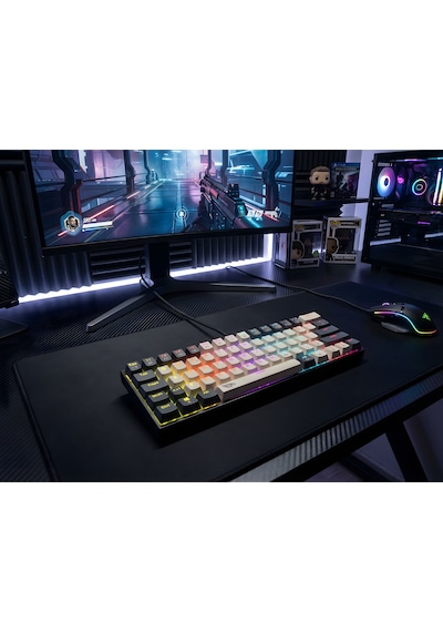 Rgb Gaming Klavye Kablolu Mekanik Hot Swap 61 Tuşlu Double Shot Örgü Kablo Oyuncu Klavyesi - Dar Masa, Ofiste, Kolay Taşınabilir