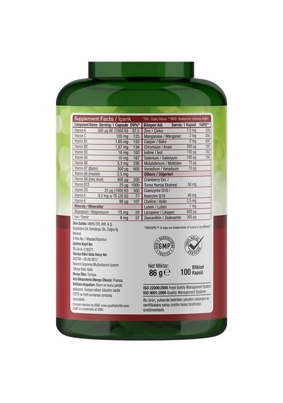 Natures Supreme Multivitamin For Women 100 Kapsül Aromasiz