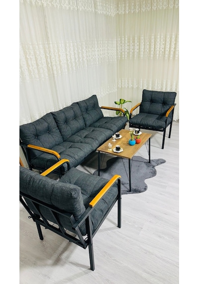Madame Home Begonvil Balkon, Bahçe - Metal Kanepe Koltuk Takımı 3+1+1 + Sehpa Antrasit Madame Home Begonvil Balkon, Bahçe - Metal Kanepe Koltuk Takımı 3+1+1 + Sehpa Antrasit