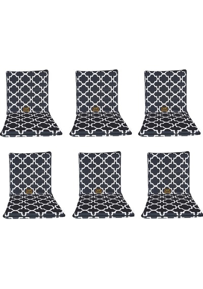 Viphomeconceptltd Sandalye Minderi 6 Adet Arkalıklı Büyük Fermuarlı Karaçatı