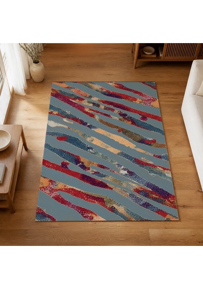 Kartela Halı Aira Halı Kaymaz Taban Makinede Yıkanabilir Halı Mavi - 60 X 90 Cm