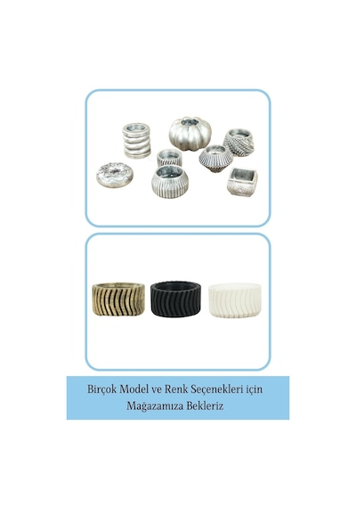 Eskitme Mumluk Şamdan 3 Adet Tealight Uyumlu Üçlü Tekerlek Model - Gümüş Eskitme