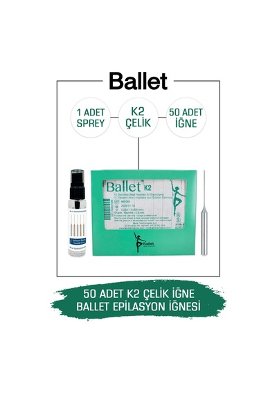 Ballet K2 Gümüş Epilasyon İğnesi Çelik İğne 50'li