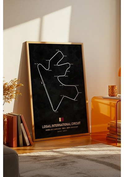 Losail F1 Pisti Ahşap Çerçeveli Tablo Katar Gp Dekor Poster