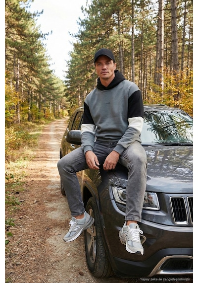 Buratti Pamuklu Relaxed Fit Kapüşonlu Içi Tüylü Yumuşak Şardonlu Erkek Sweat 5905299 Açık Haki