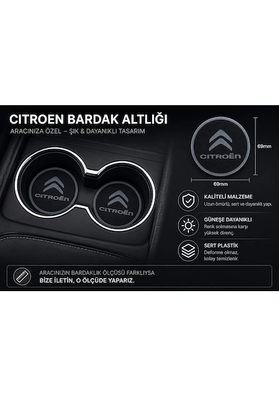 Citroen Araç Bardaklık Altlığı , Citroen Şişe Ve Bardak Altlığı, Citroen Logolu Oto Bardaklık Altlığ