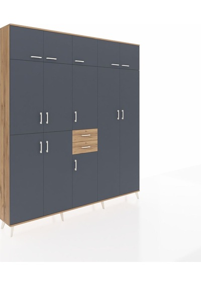 Arges Dolap 10 Raflı 2 Çekmeceli 3 Askılı 220x30x243 Çam-antrasit/çam Antrasıt/atlas Çam Arges Dolap 10 Raflı 2 Çekmeceli 3 Askılı 220x30x243 Çam-antrasit/çam Antrasıt/atlas Çam