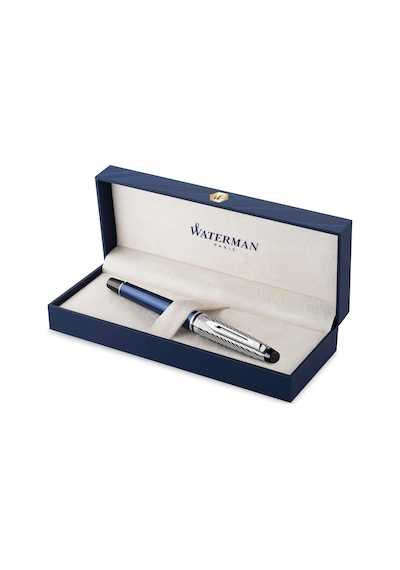 Waterman Expert 3 Metalik Mavi Gövde Krom Klips Roller Kalem Çok Renkli