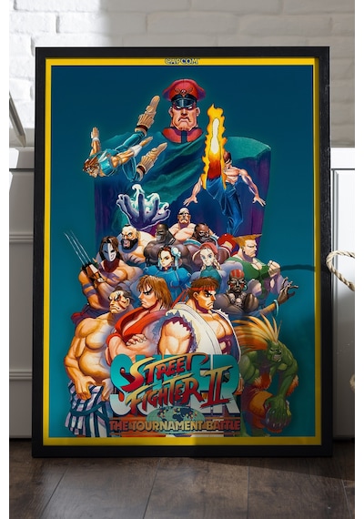 Street Fighter Siyah Ahşap Çerçeveli Poster, Dekoratif Oyun Duvar Tablosu