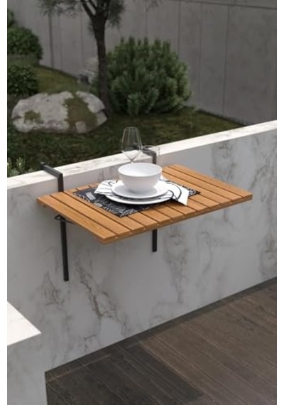 Ahşap Katlanır Balkon Masası Açık Ceviz