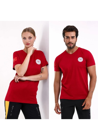 Acil Sağlık Dry Touch Unisex Kısa Kol Tshirt - Kırmızı