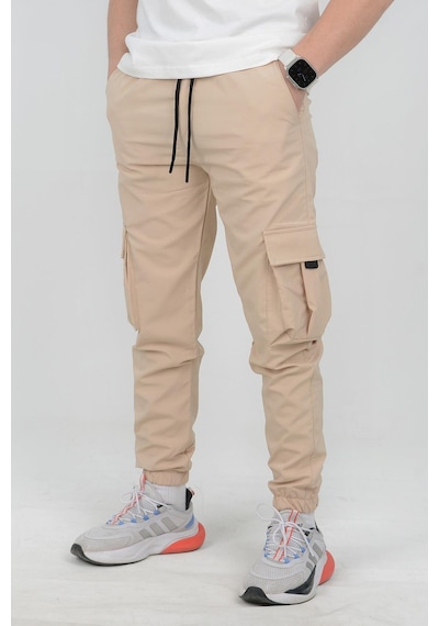 Edwoxmen Erkek Slim Fit Cepli Beli Ve Paçası Lastikli İnce Spor Pantolon Bej Edw071-bej Bej