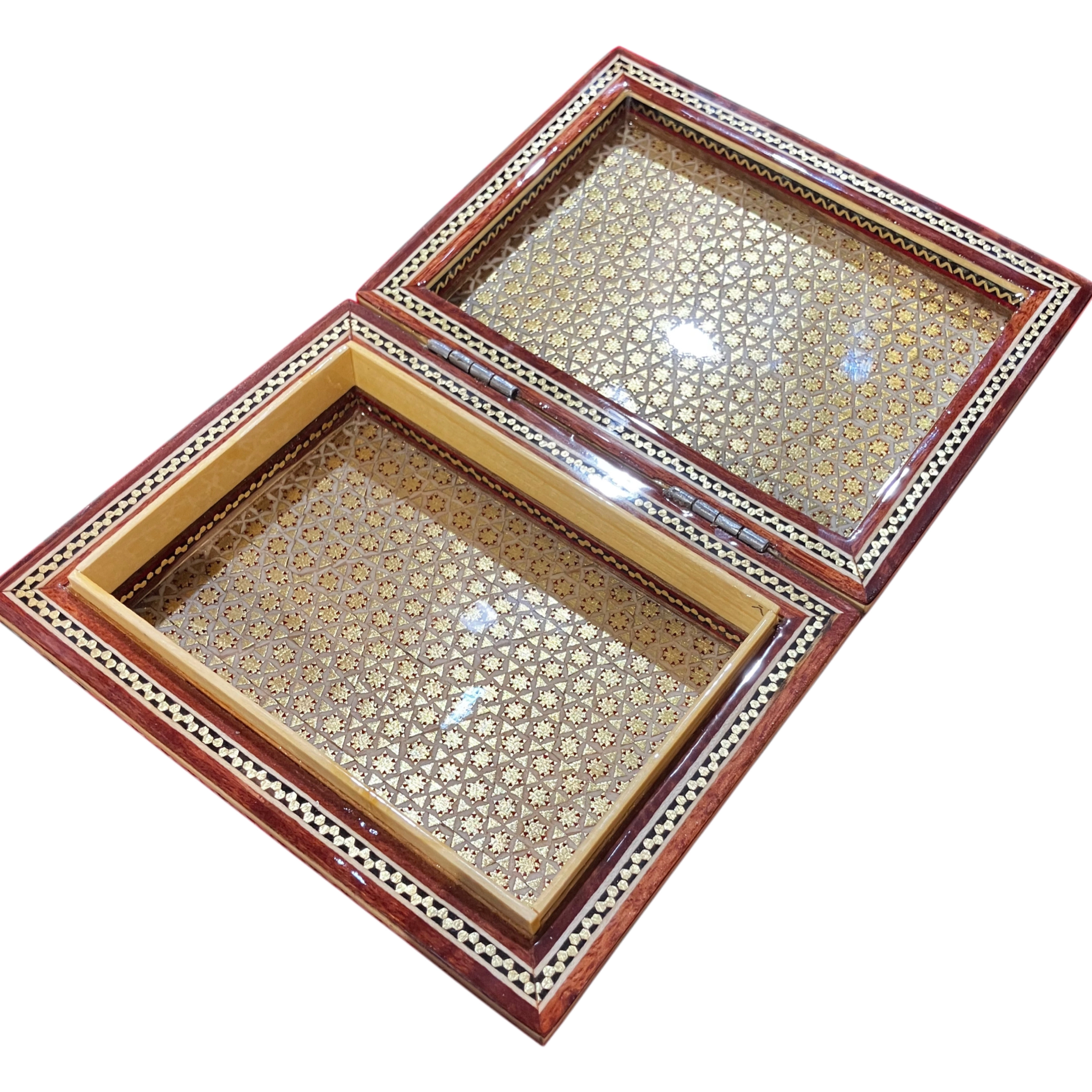 Hatem İşlemeli Lüks Mücevher Kutusu El Yapımı 11x14 Cm Çok renkli