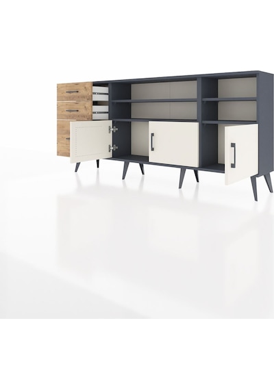 Arges Konsol 4 Raflı 3 Çekmeceli 3 Kapaklı 176x30x83 Antrasit-aytaşı/çam Aytaşı/çam Arges Konsol 4 Raflı 3 Çekmeceli 3 Kapaklı 176x30x83 Antrasit-aytaşı/çam Aytaşı/çam