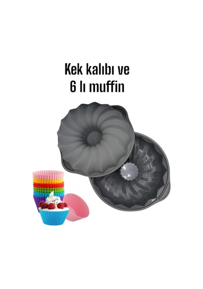 Ckm Silikon Silikon Kek Kalıbı Ve 6 Lı Muffin Kek Kalıbı İkilisi Gri Diğer